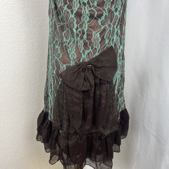 Altard State Dress Womens Small Blue Brown Lace Bow Detail Fairygrunge Gothic - Picture 5 of 11